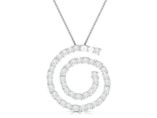 pendant-2698 silver necklace with diamonds hanging from it 3D print model