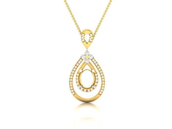 pendant-2694 emerald pendant gold 3D print model