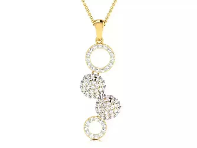 pendant-2650 diamond pendant with three circles gold 3D print model