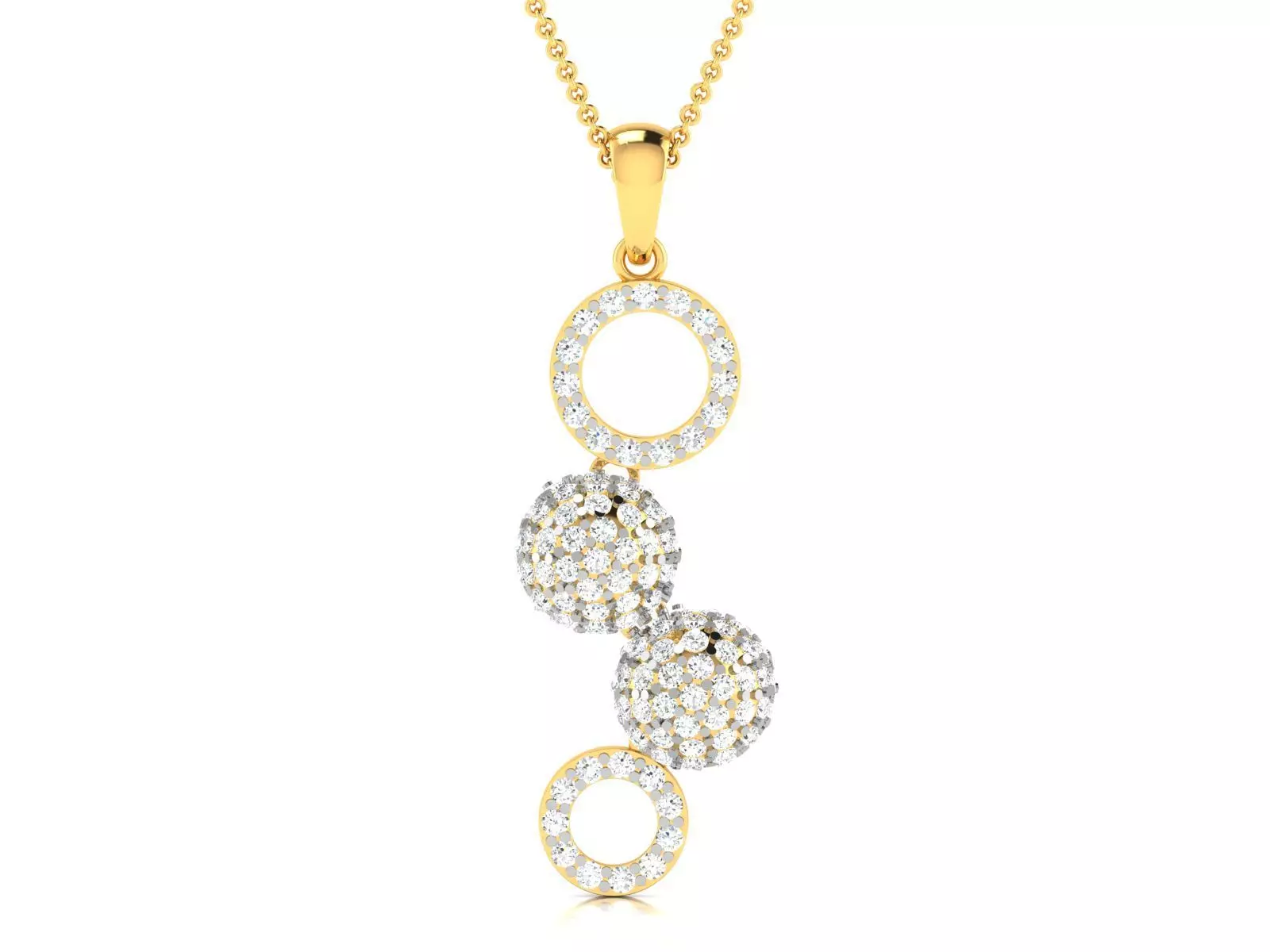 pendant-2650 diamond pendant with three circles gold 3D print model_0