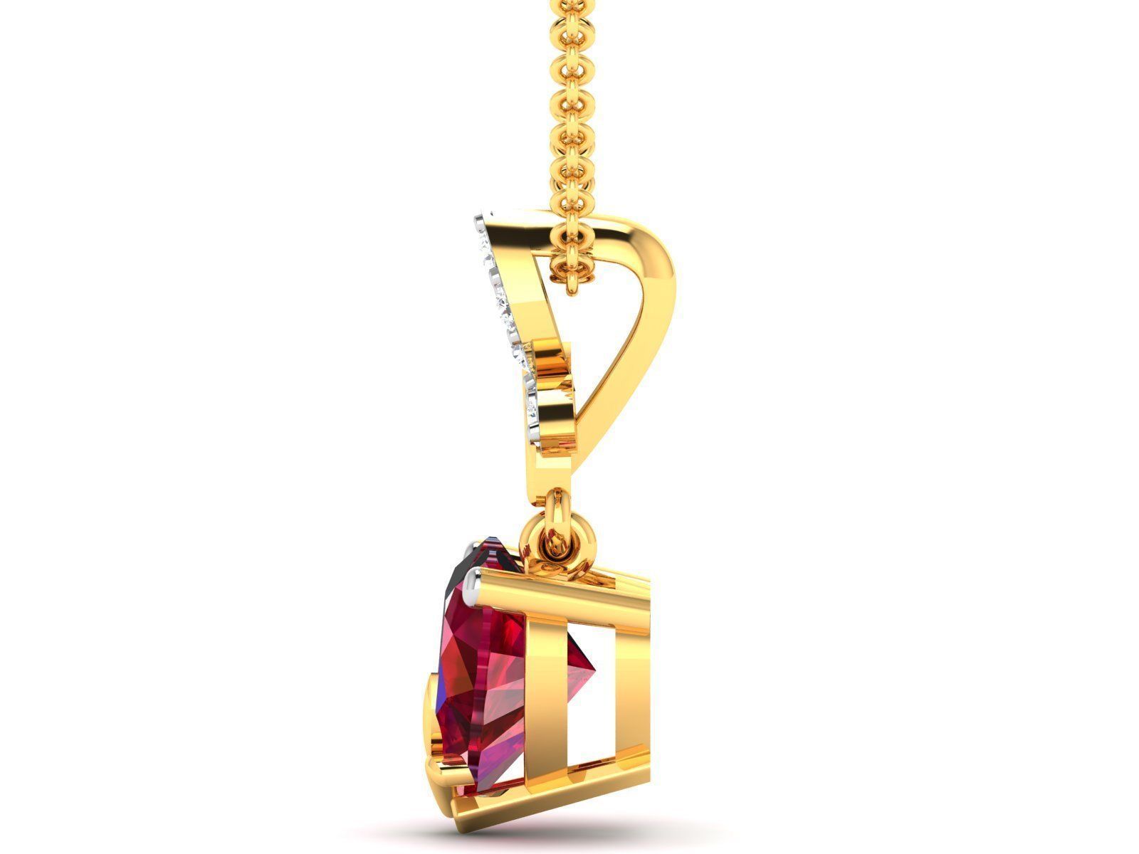 pendant-2600 heart pendant with ruby and diamonds 3D print model_4