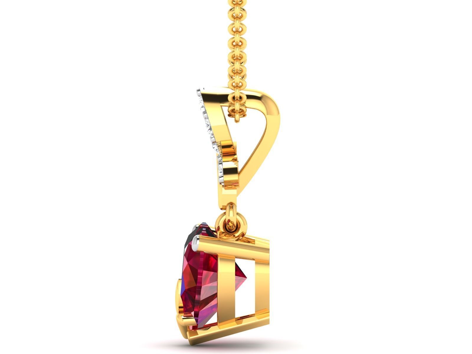 pendant-2600 heart pendant with ruby and diamonds 3D print model_5