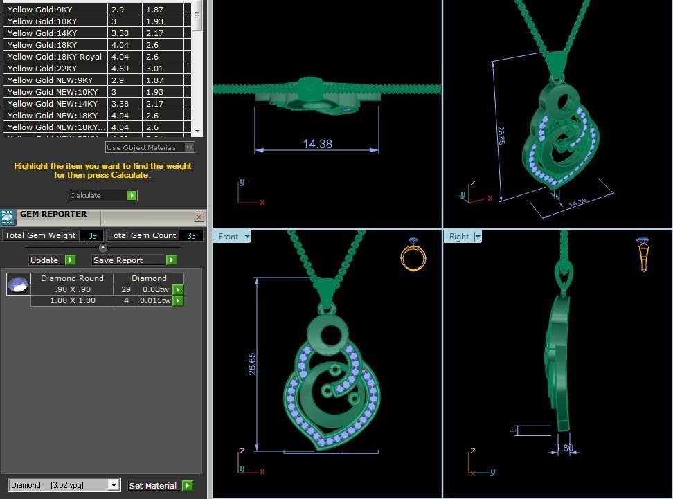 pendant-2558 gold dangle pendant 3D print model_6