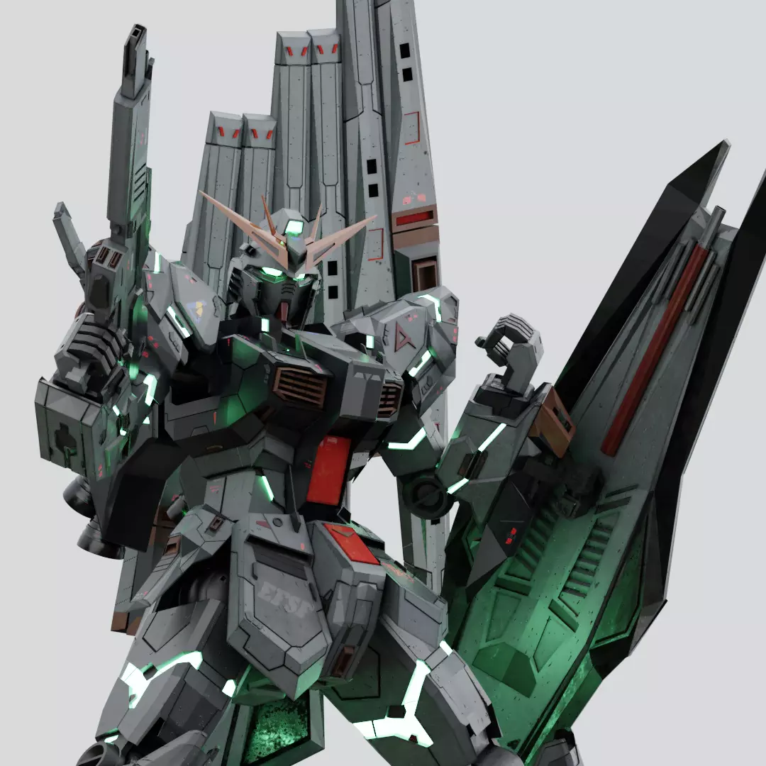 RX-93 Nu Gundam Low-poly 3D model_0