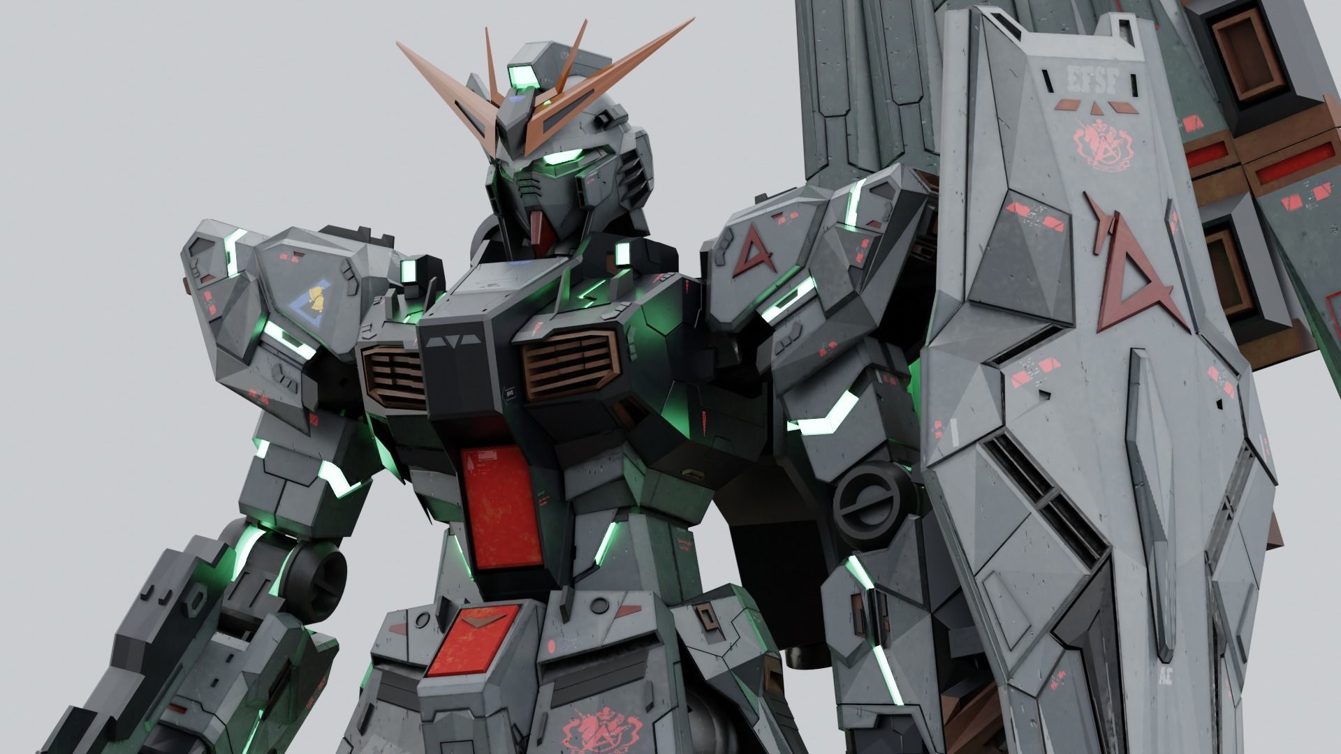 RX-93 Nu Gundam Low-poly 3D model_6