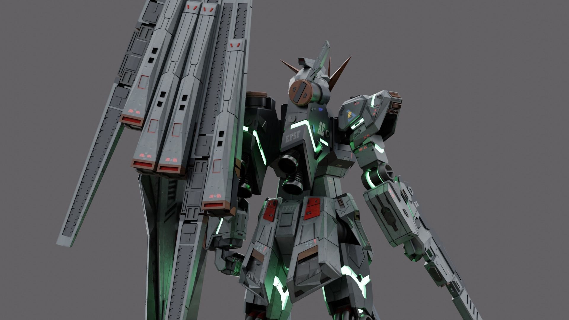 RX-93 Nu Gundam Low-poly 3D model_5