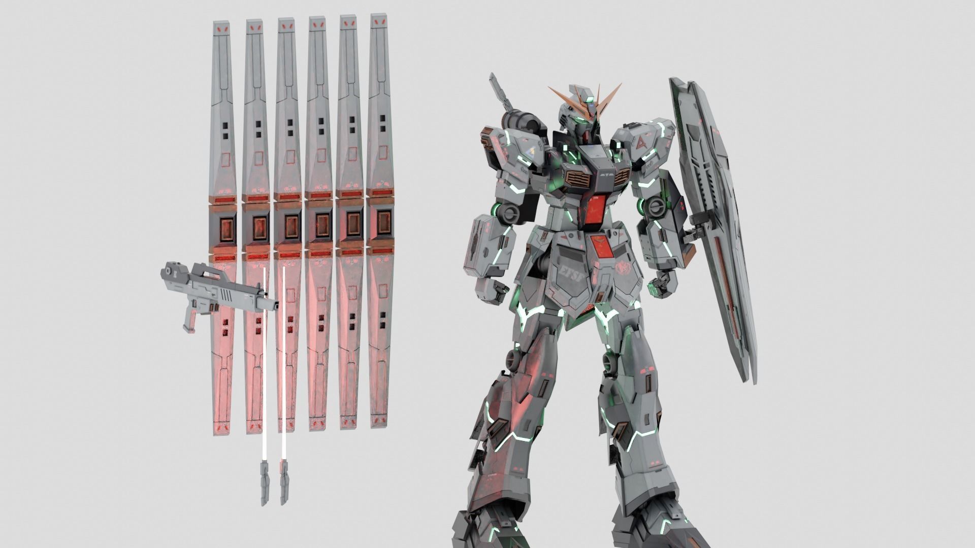 RX-93 Nu Gundam Low-poly 3D model_11