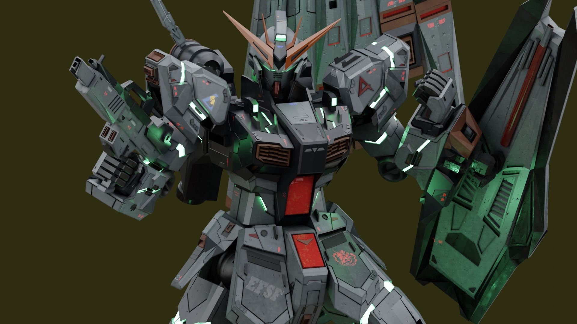 RX-93 Nu Gundam Low-poly 3D model_1