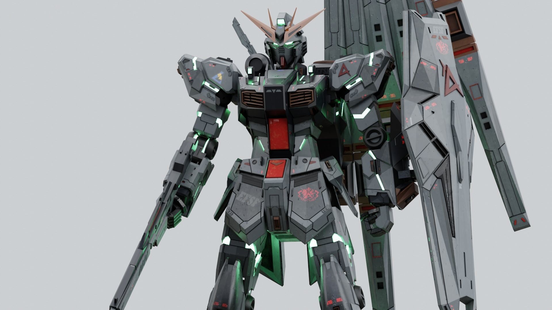 RX-93 Nu Gundam Low-poly 3D model_9