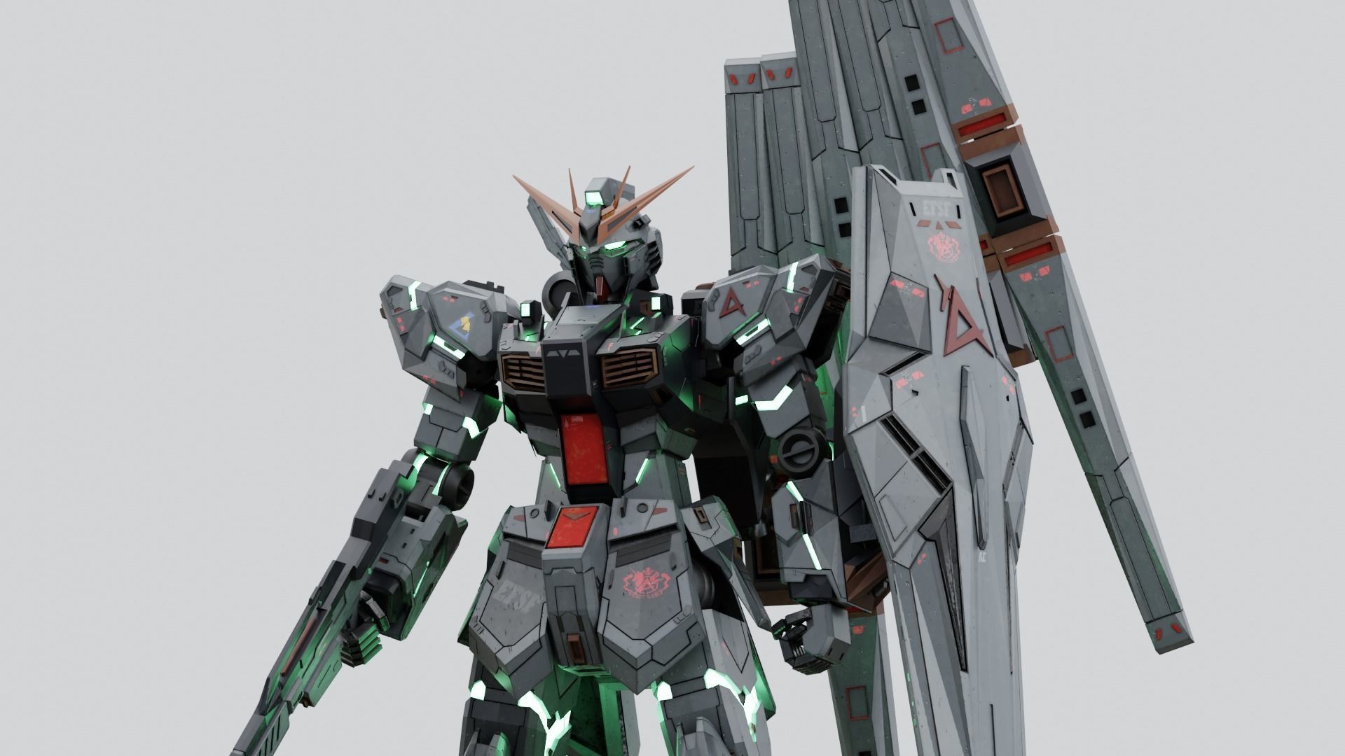 RX-93 Nu Gundam Low-poly 3D model_4