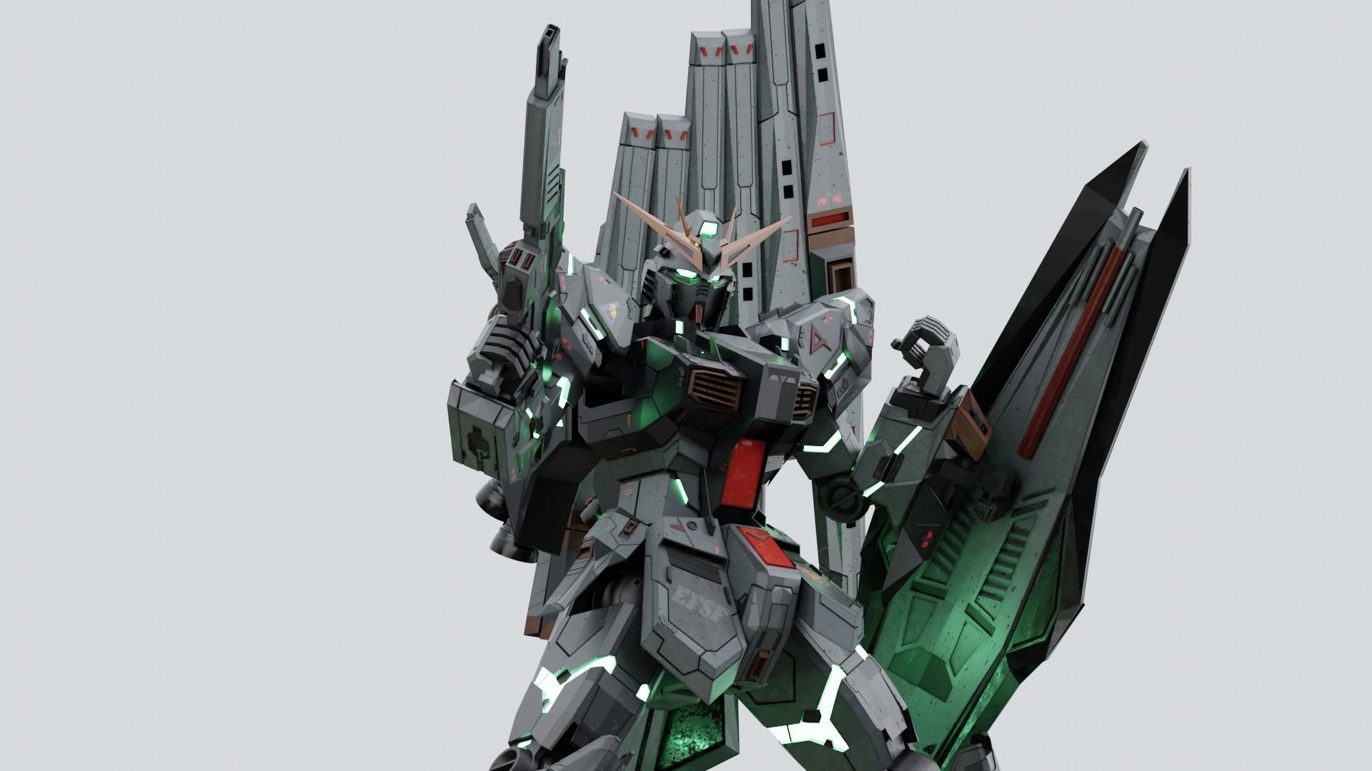 RX-93 Nu Gundam Low-poly 3D model_2