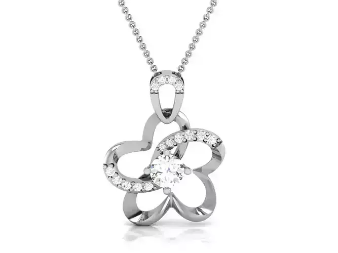 pendant-2552 flower pendant gold with diamonds 3D print model