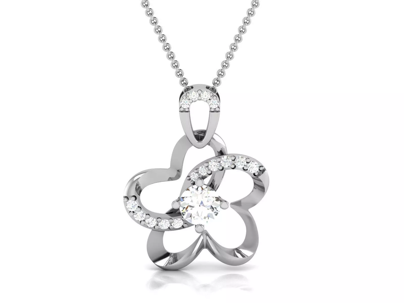 pendant-2552 flower pendant gold with diamonds 3D print model_0