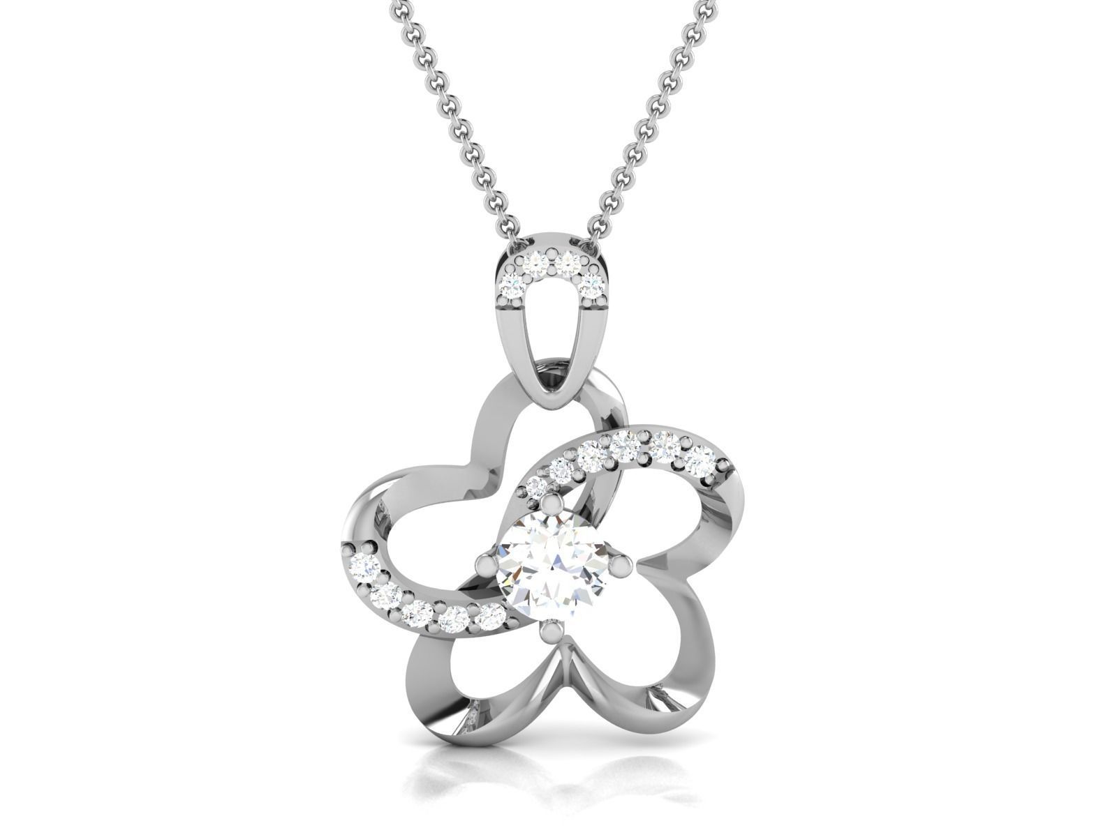 pendant-2552 flower pendant gold with diamonds 3D print model_3