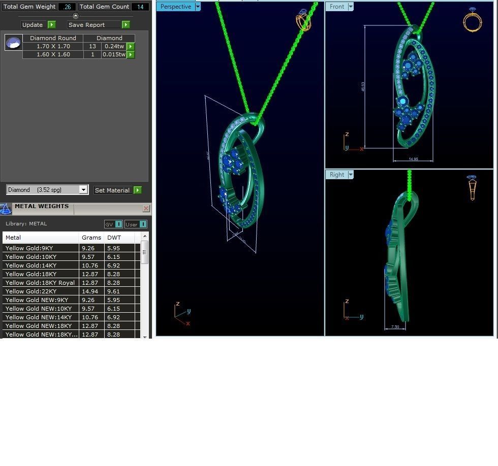 pendant-2459 diamond pendant 3D print model_1