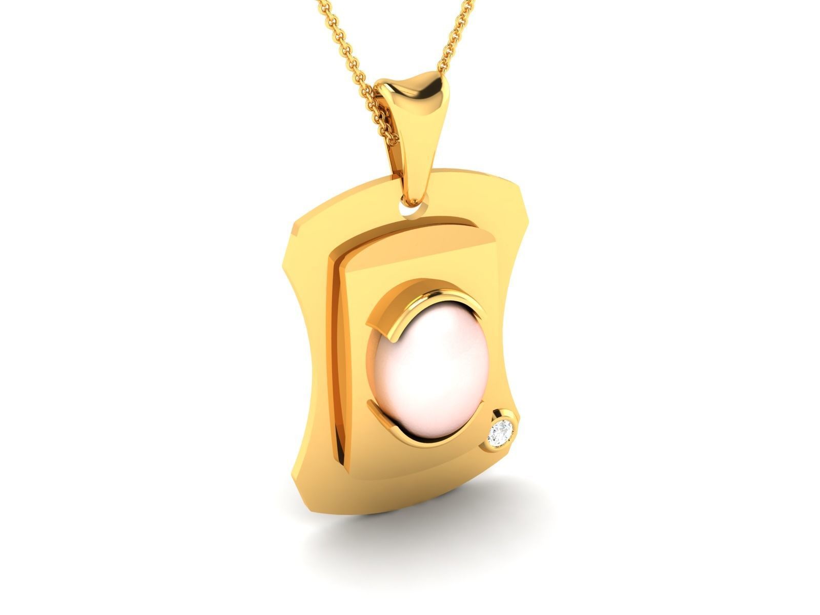 pendant-2430 rose quartz pendant gold 3D print model_2
