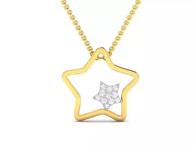 pendant-2384 star pendant with diamonds gold 3D print model