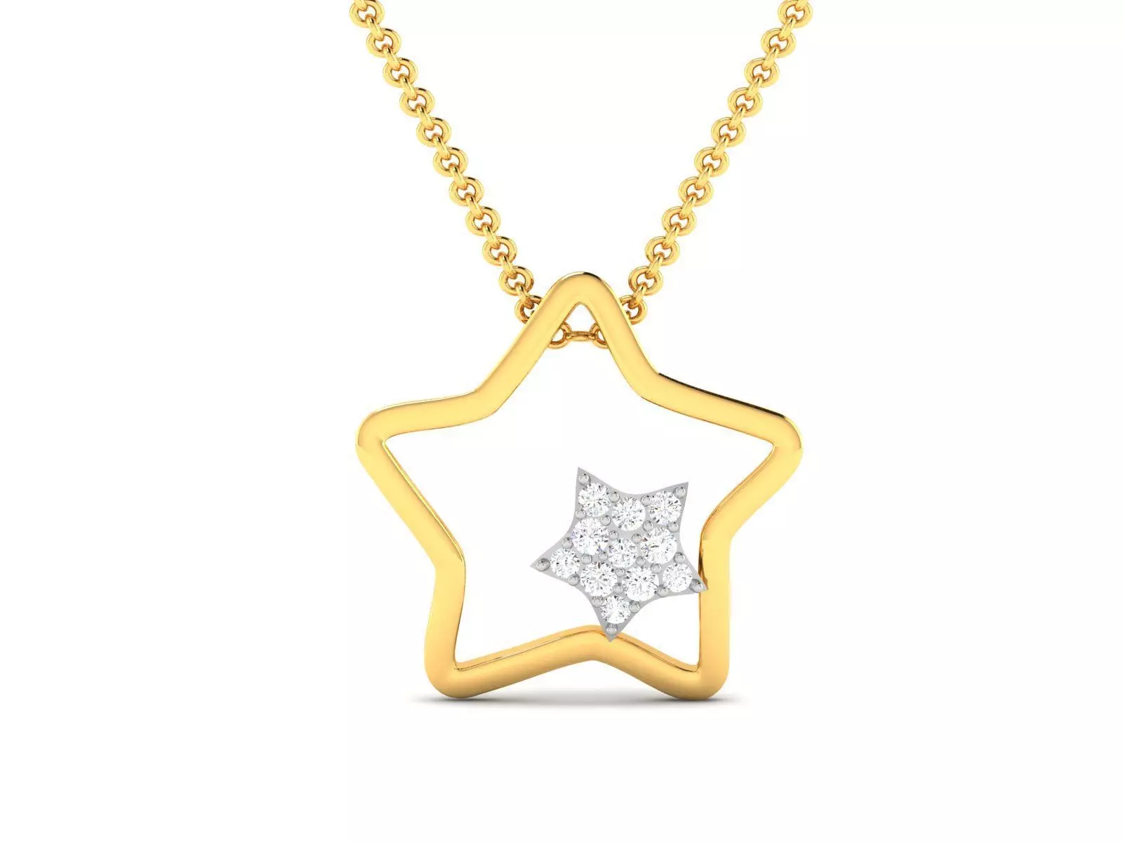 pendant-2384 star pendant with diamonds gold 3D print model_0