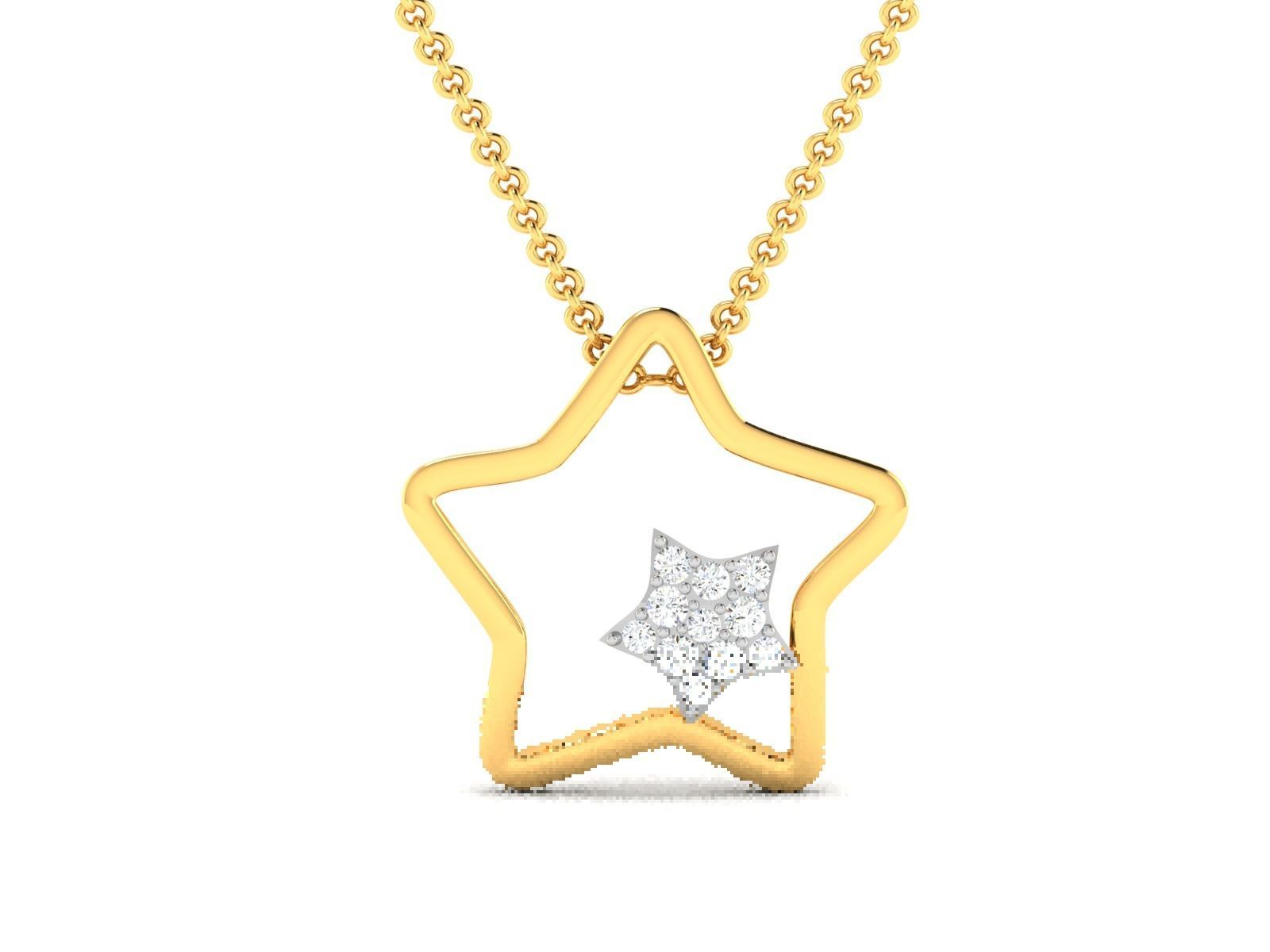pendant-2384 star pendant with diamonds gold 3D print model_4