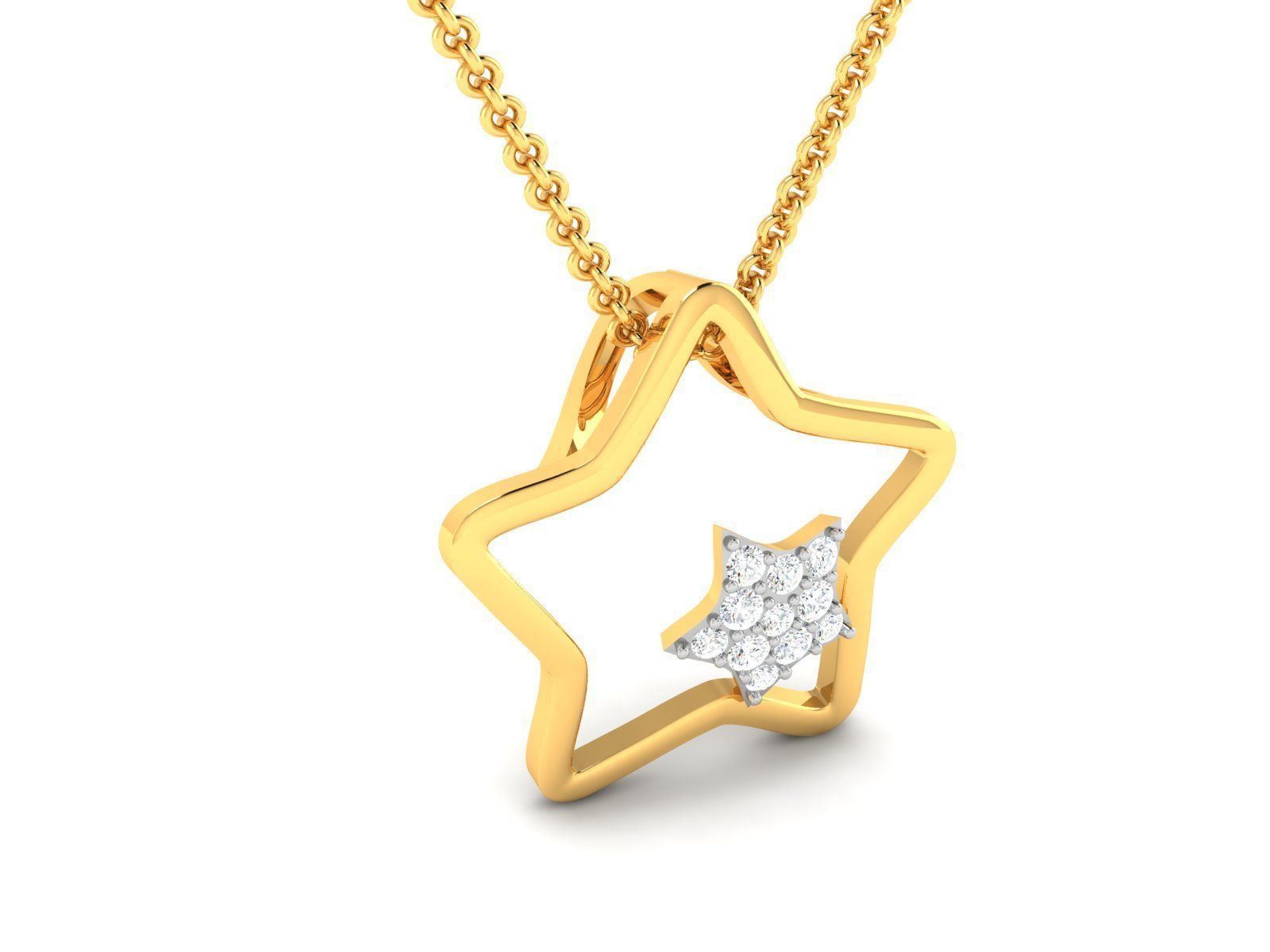 pendant-2384 star pendant with diamonds gold 3D print model_2