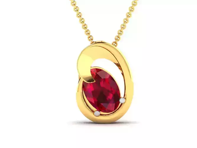 pendant-2328 oval ruby stone pendant gold