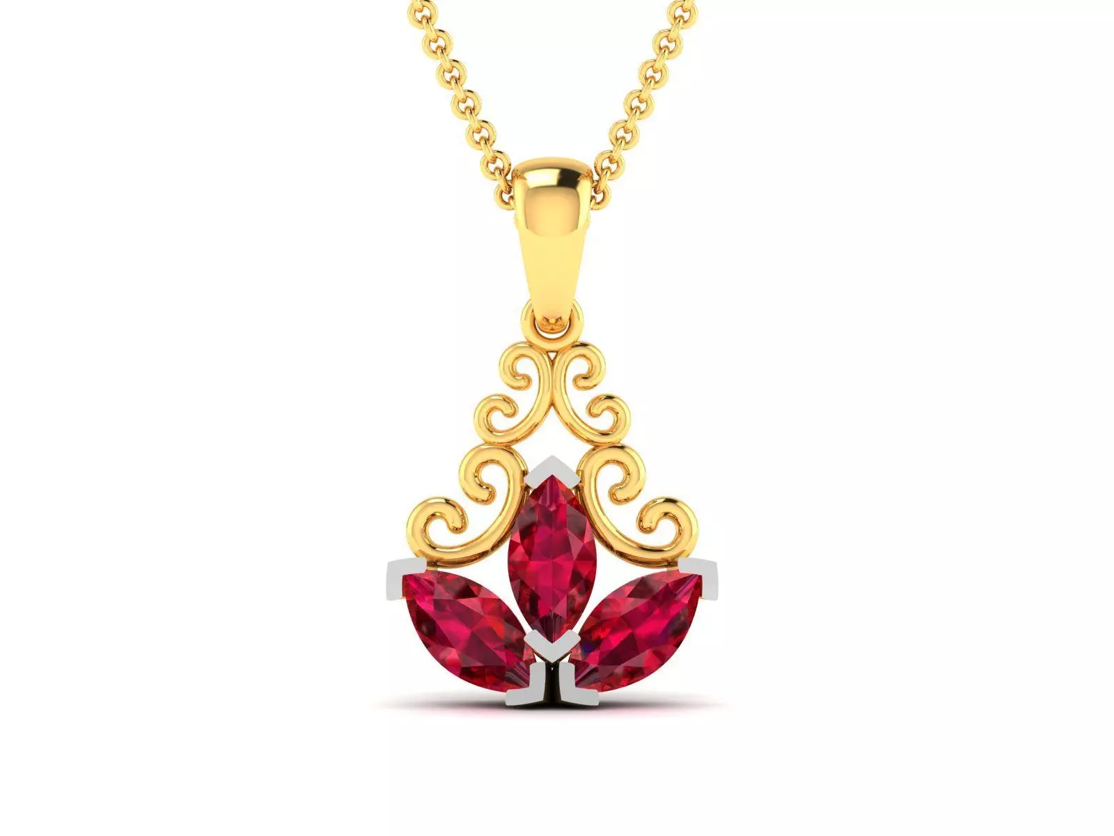 pendant-2250 ruby pendant gold 3D print model