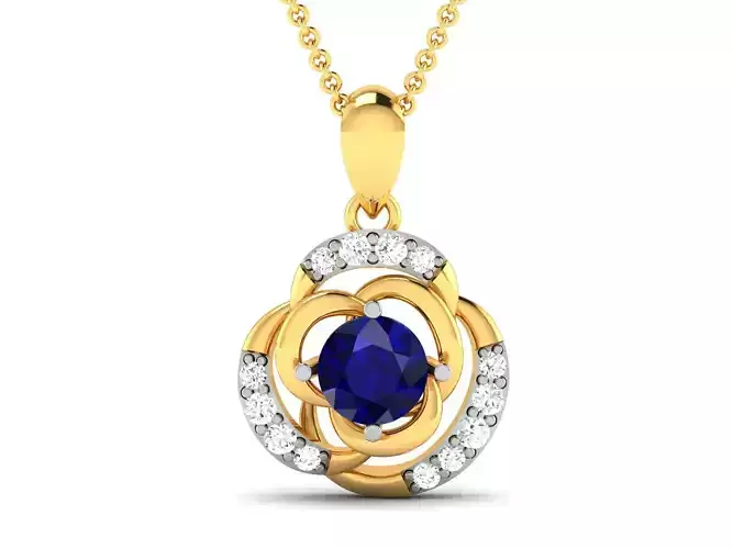 pendant-2245 sapphire and diamond pendant gold