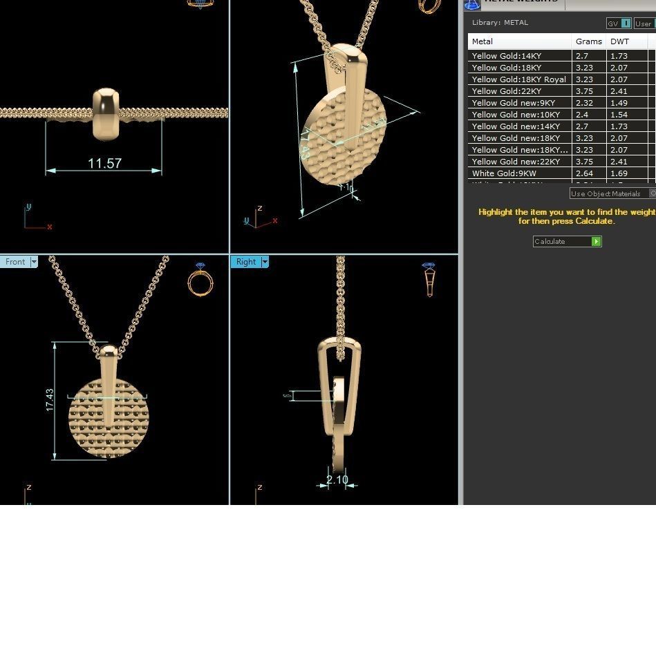 pendant-2201 gold pendant with chain 3D print model_1