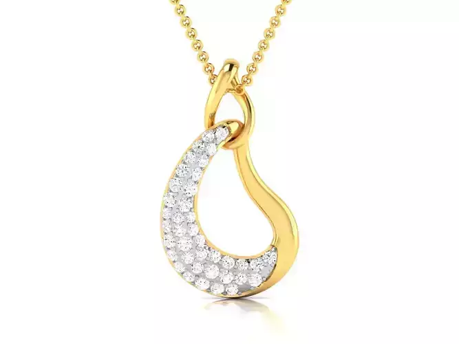 pendant-2192 gold teardrop pendant with diamonds