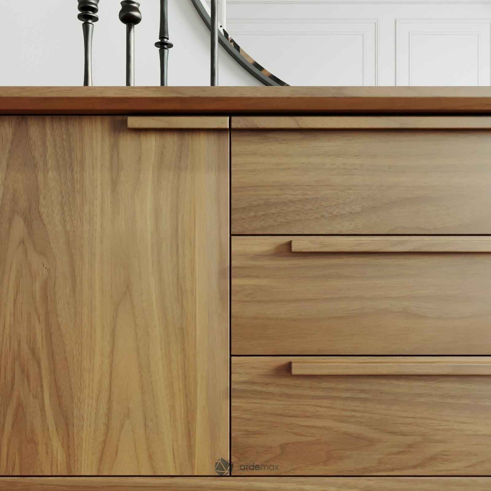 Walnut Sideboard 3D model_5