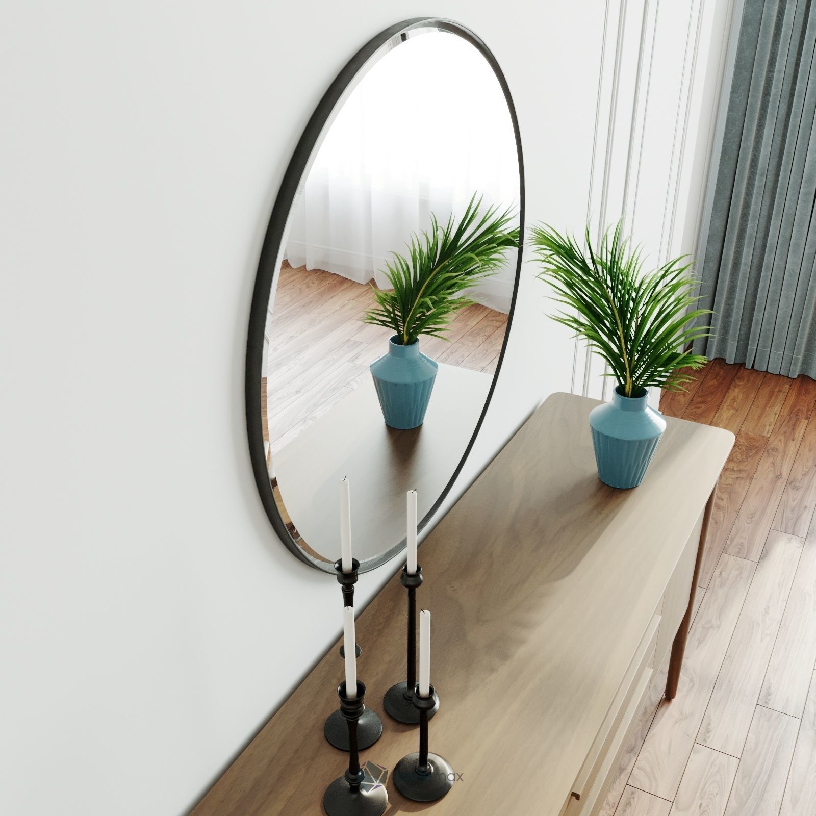 Walnut Sideboard 3D model_2