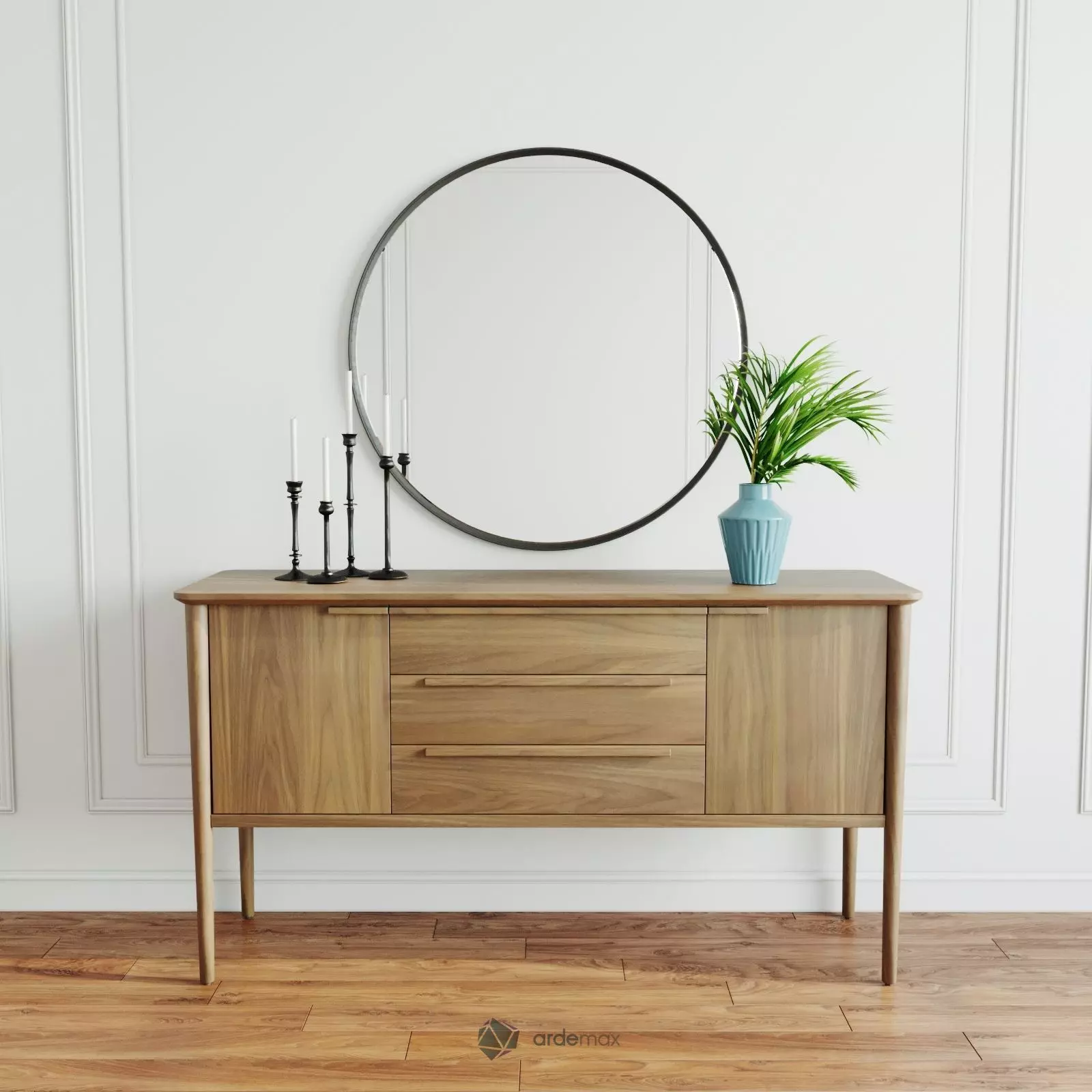 Walnut Sideboard 3D model_0