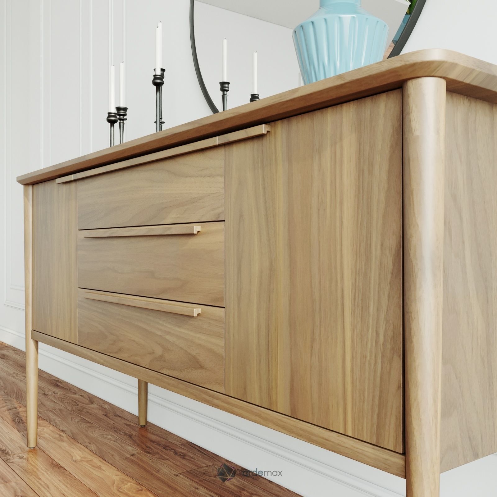 Walnut Sideboard 3D model_3