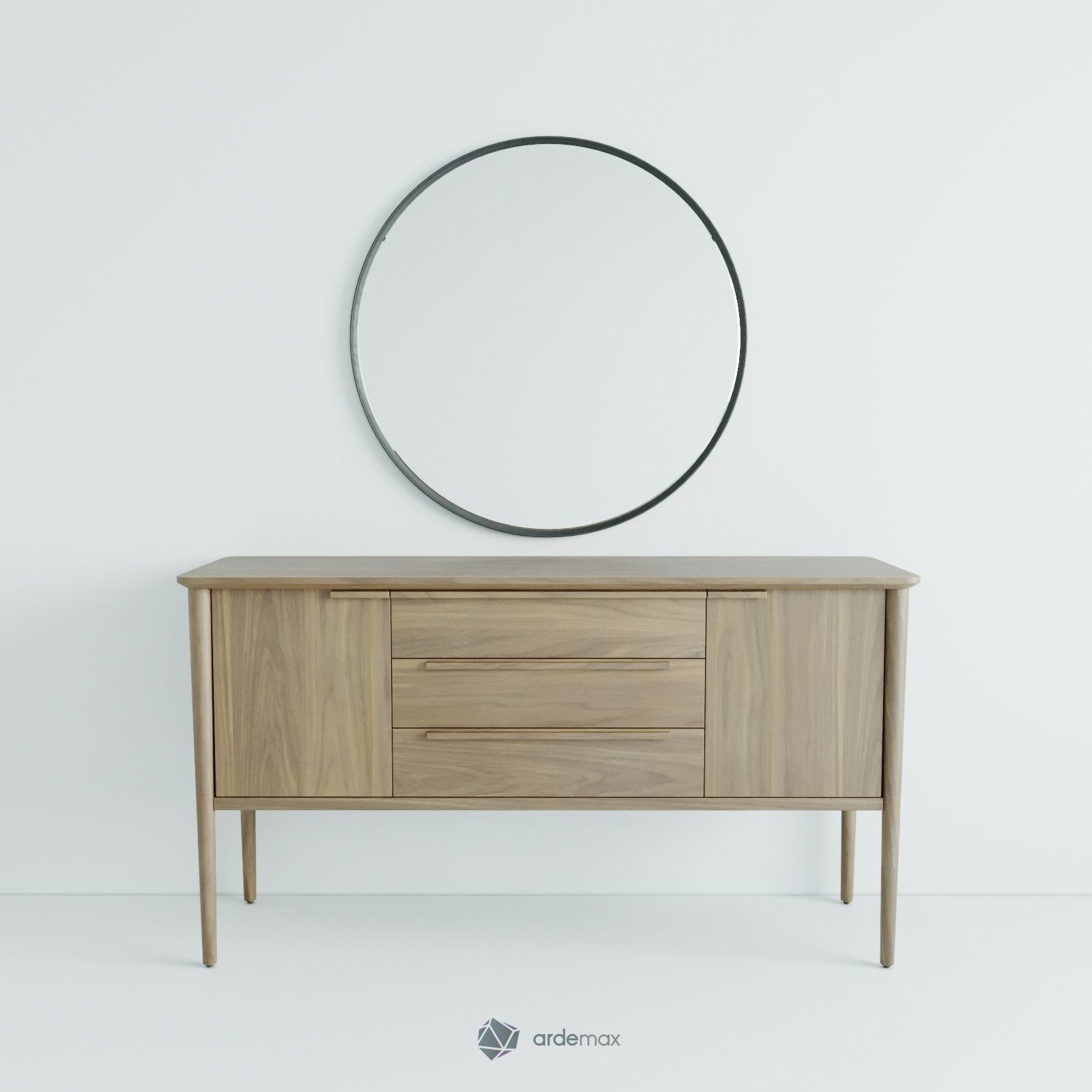 Walnut Sideboard 3D model_7