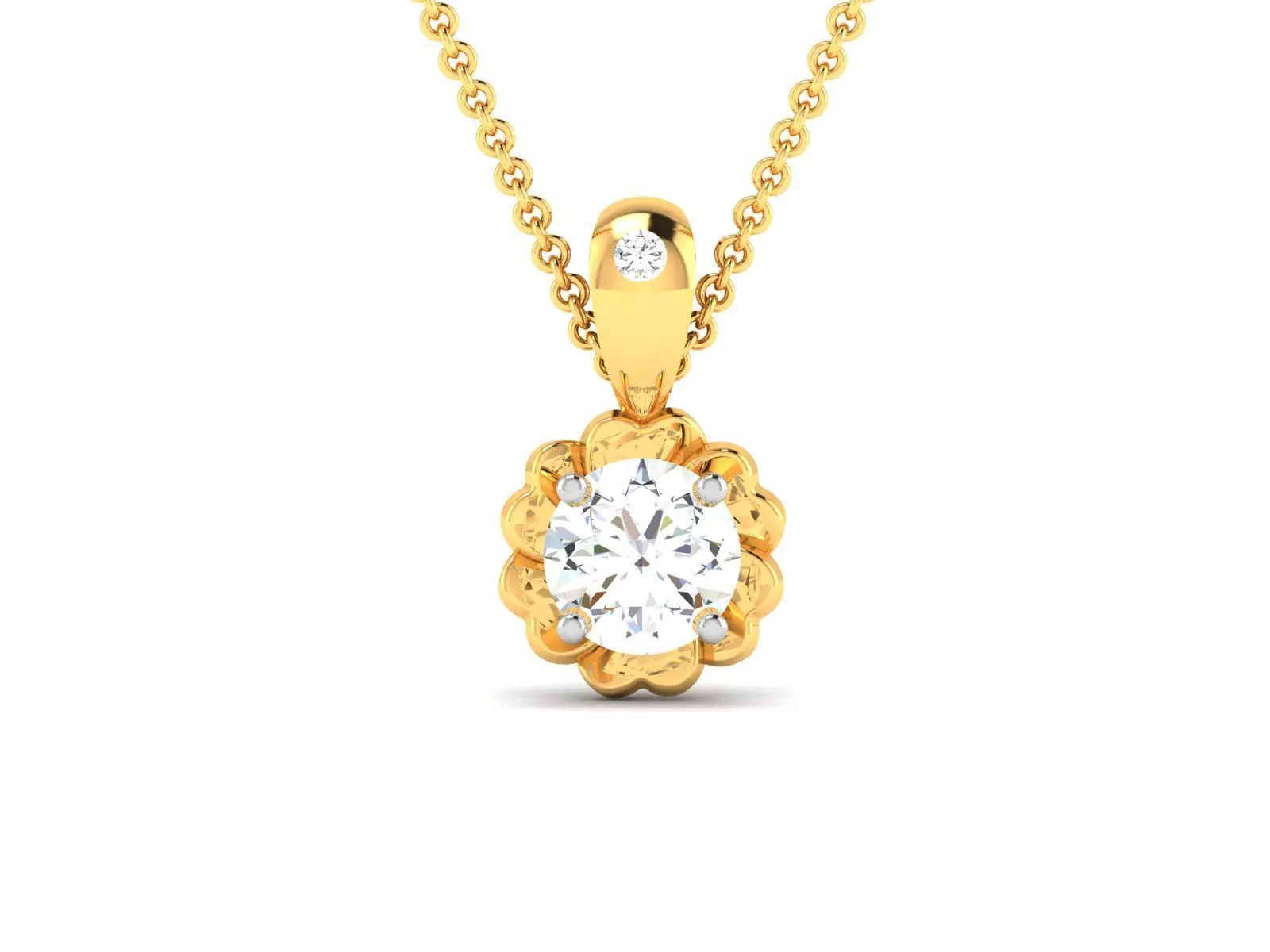 pendant-2145 solitaire diamond pendant gold 3D print model