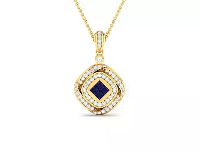 pendant-2141 diamond pendant gold 3D print model