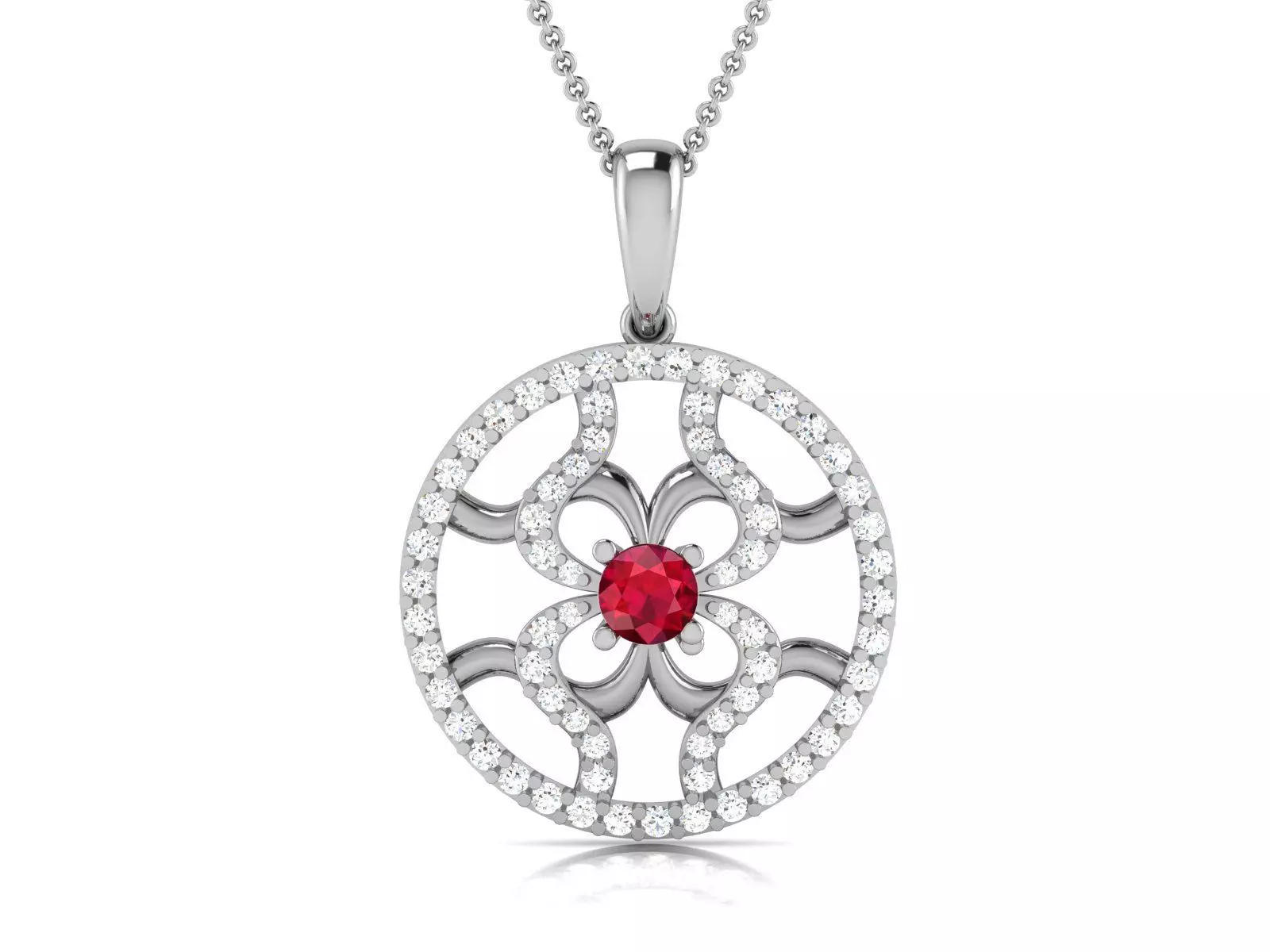 pendant-2103 pendant with ruby stone and diamonds 3D print model_0