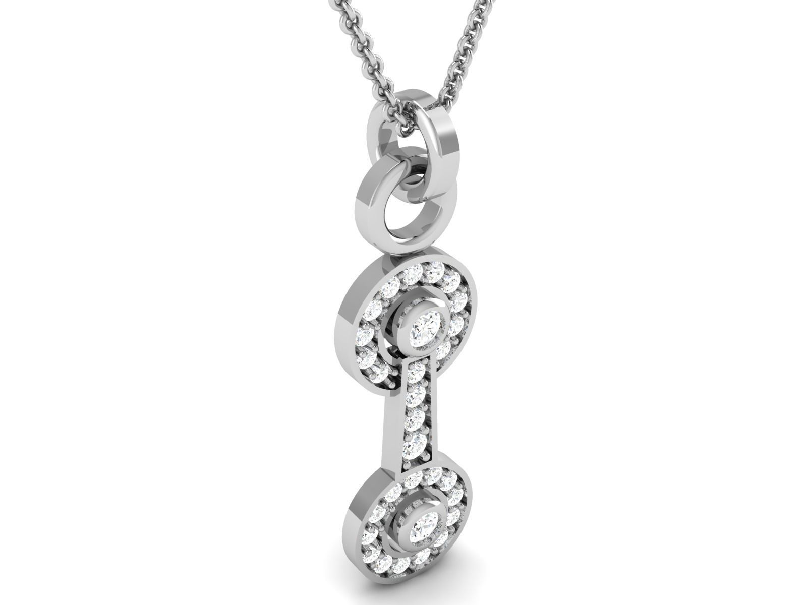 pendant-2100 pendant with chain and diamonds 3D print model_5
