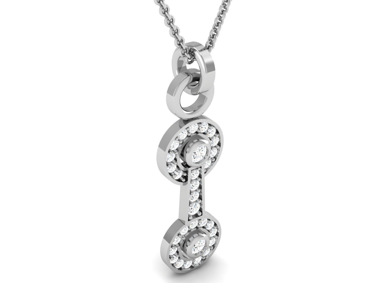 pendant-2100 pendant with chain and diamonds 3D print model_6