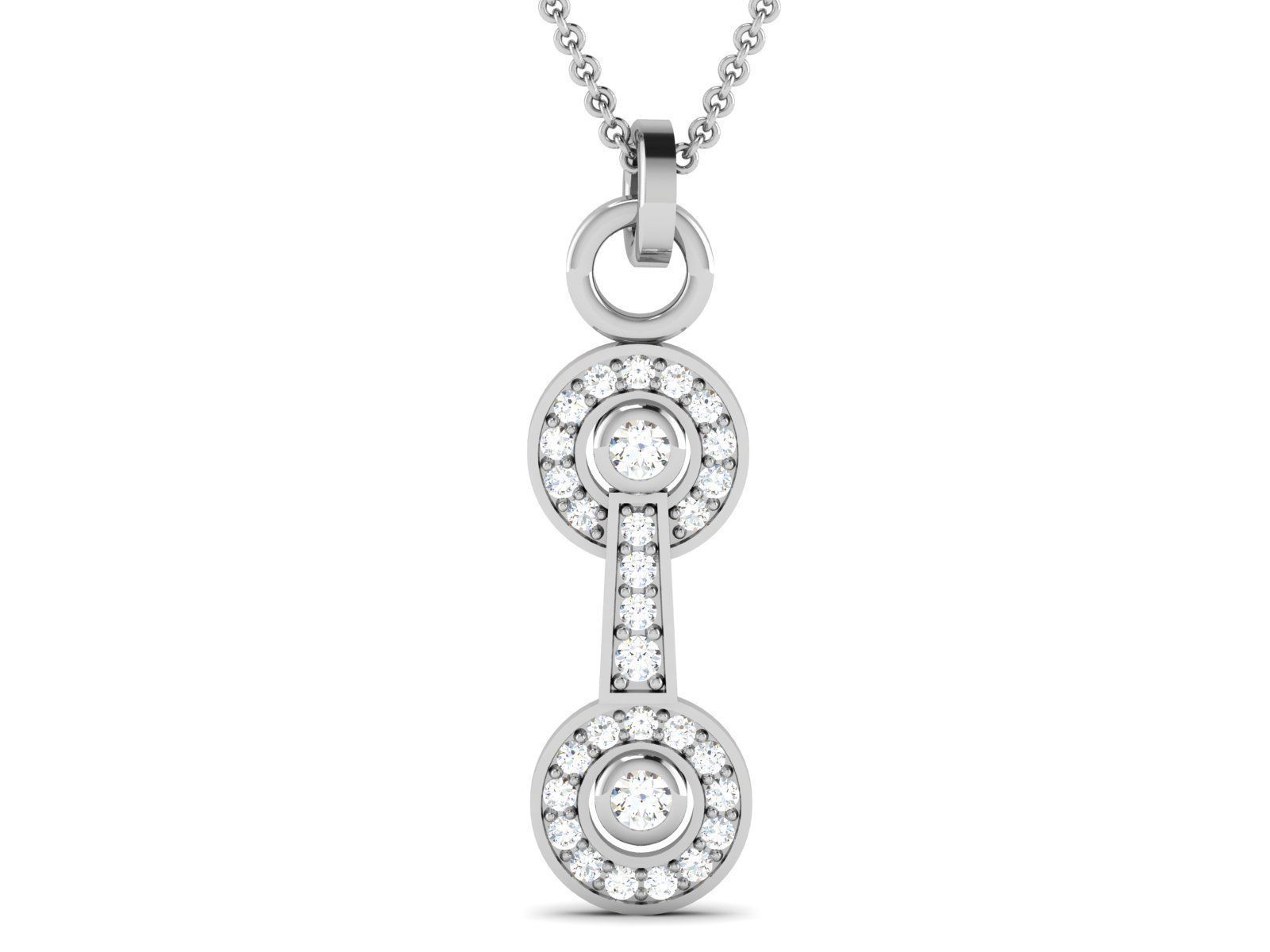 pendant-2100 pendant with chain and diamonds 3D print model_1