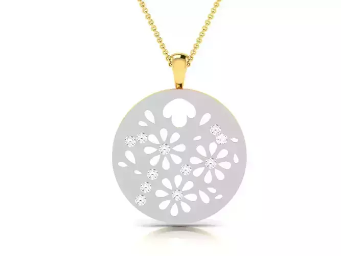 pendant-2097 round diamond pendant gold 3D print model