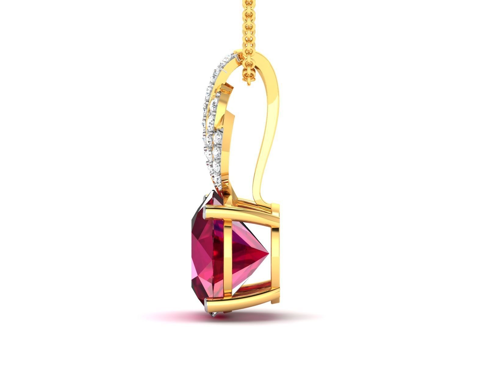 pendant-2092 ruby and diamond pendant in gold 3D print model_5