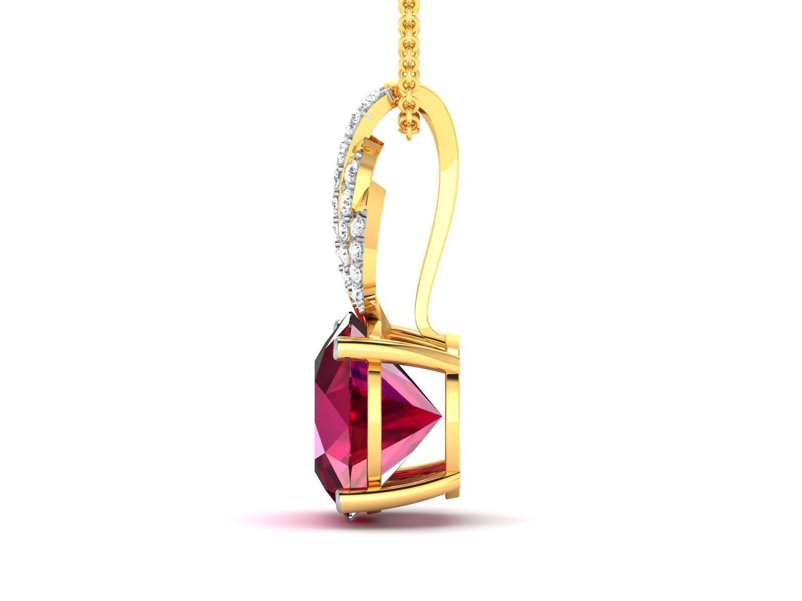 pendant-2092 ruby and diamond pendant in gold 3D print model_4