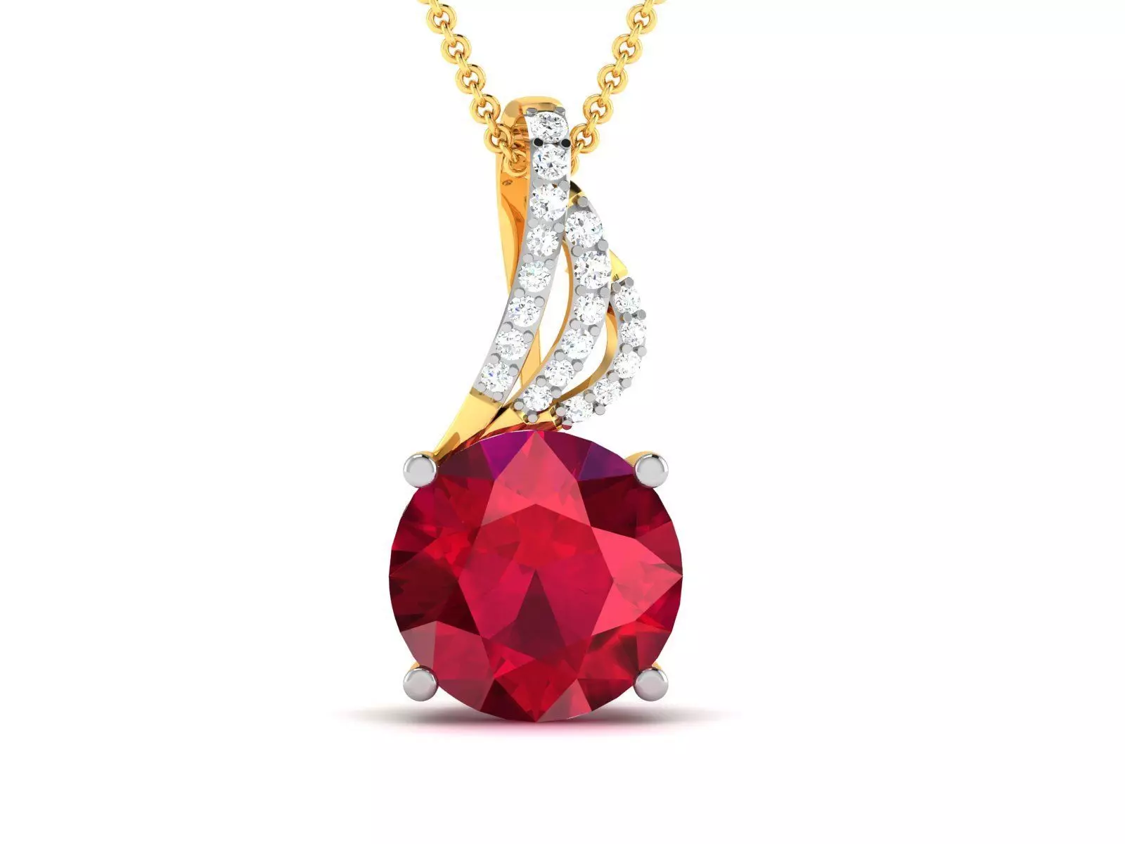 pendant-2092 ruby and diamond pendant in gold 3D print model_0