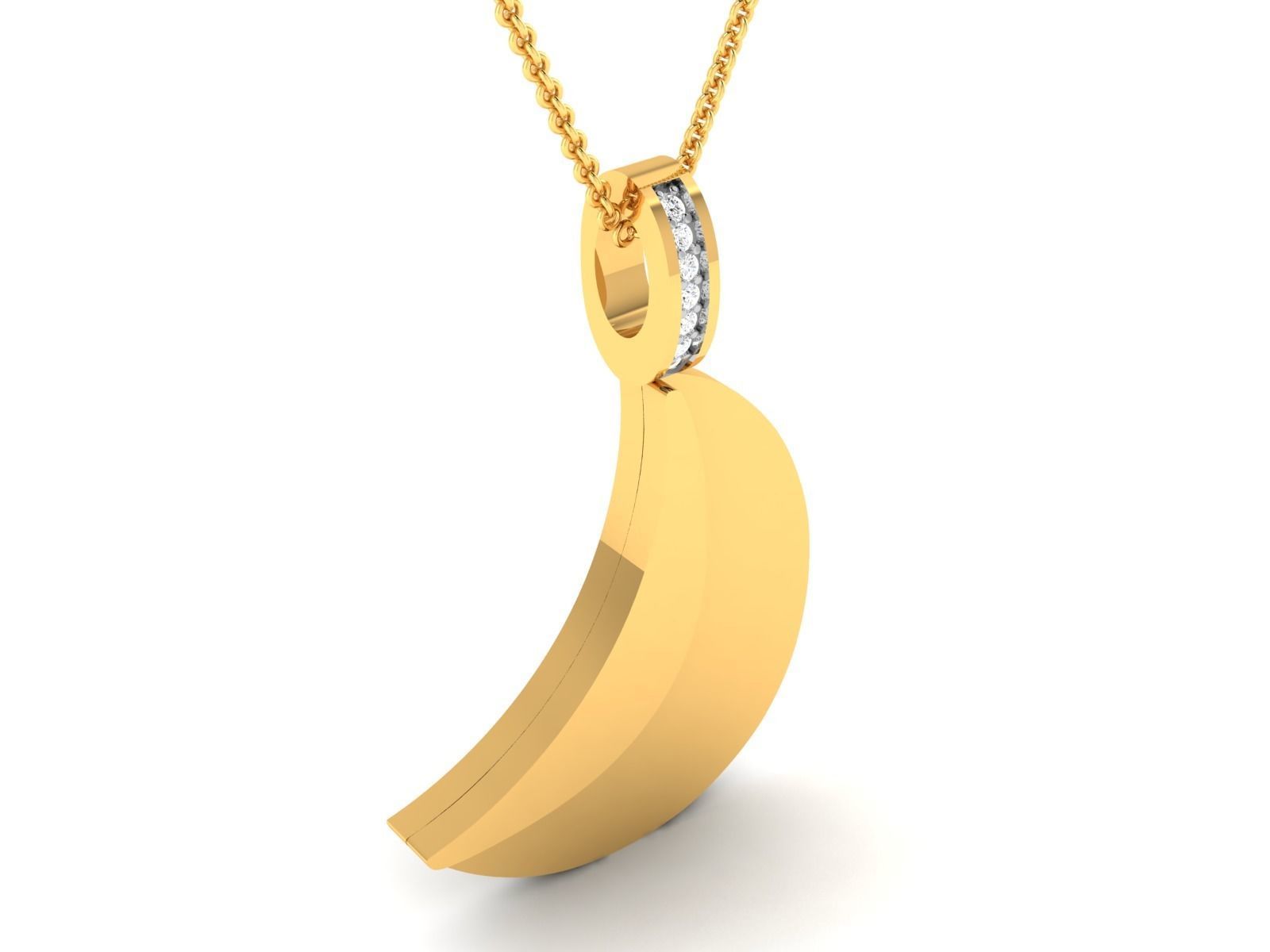 pendant-2059 gold necklace with diamond pendant 3D print model_3