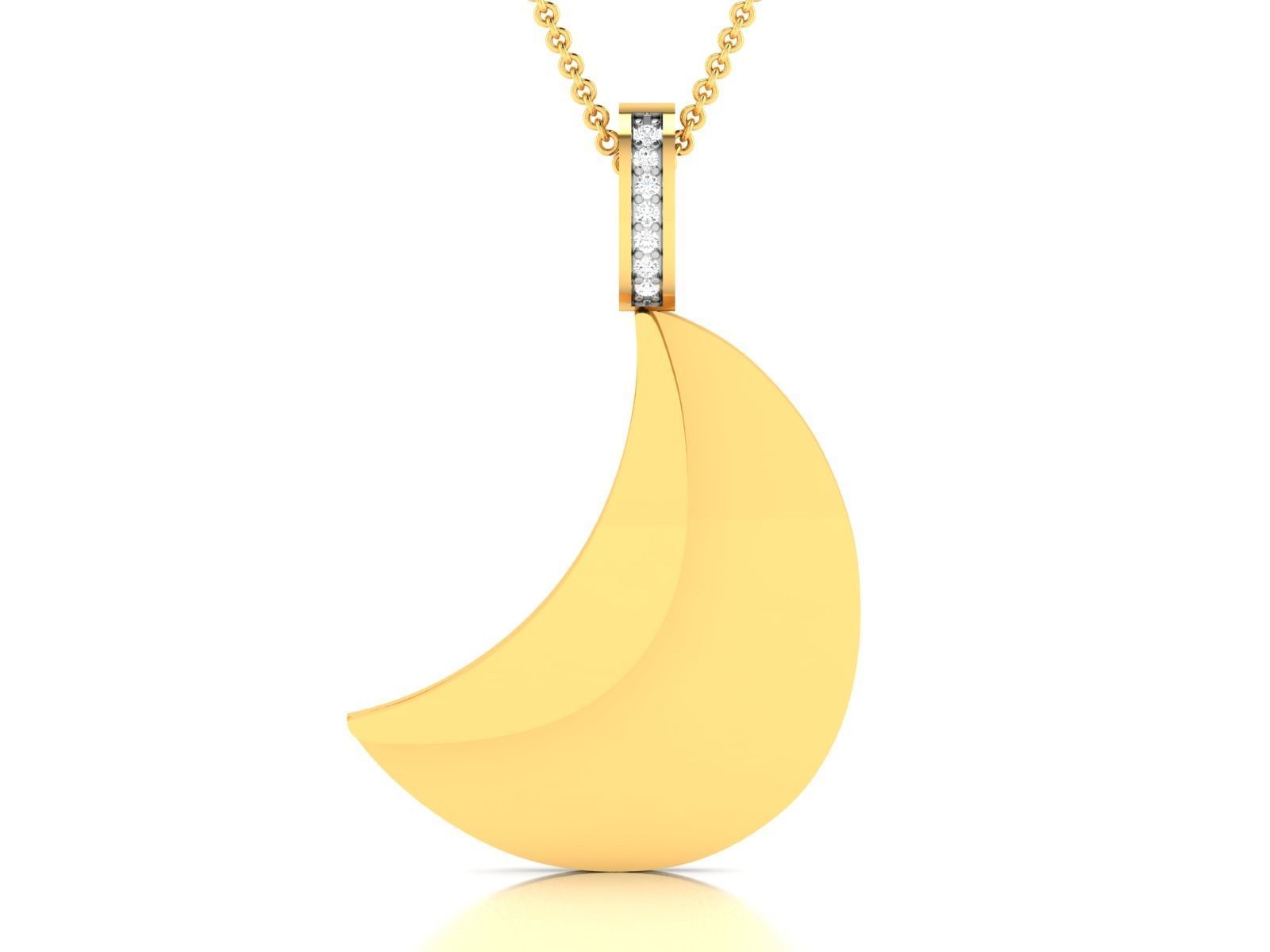 pendant-2059 gold necklace with diamond pendant 3D print model_4