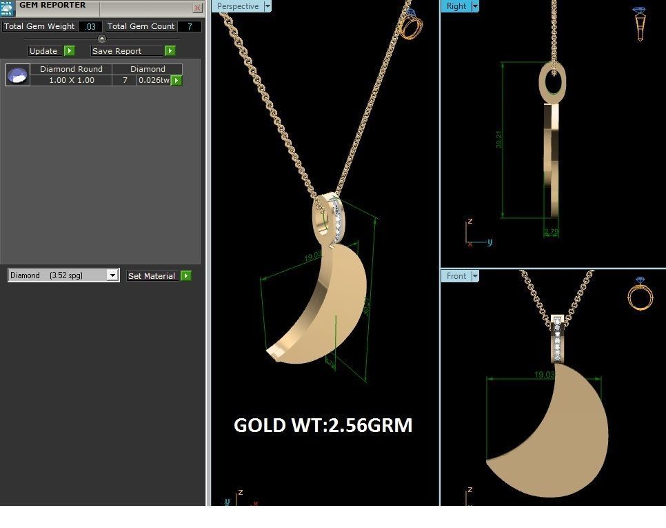 pendant-2059 gold necklace with diamond pendant 3D print model_1