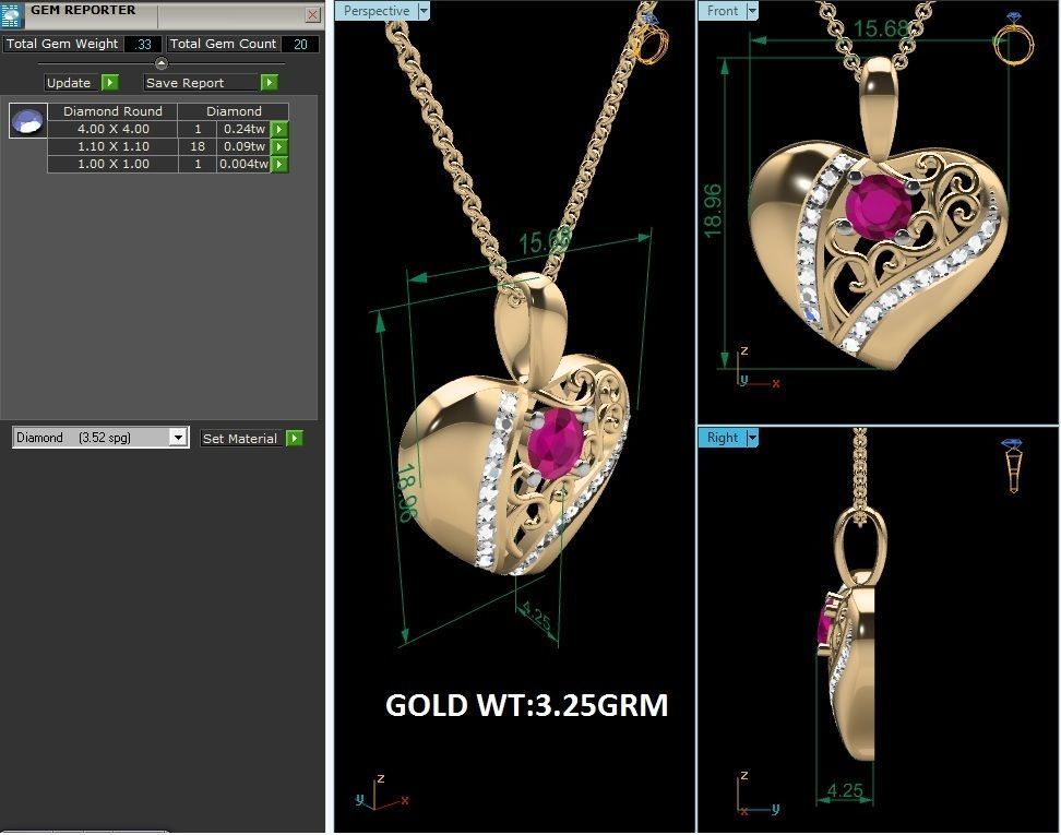 heart pendant-2055 3D print model_4