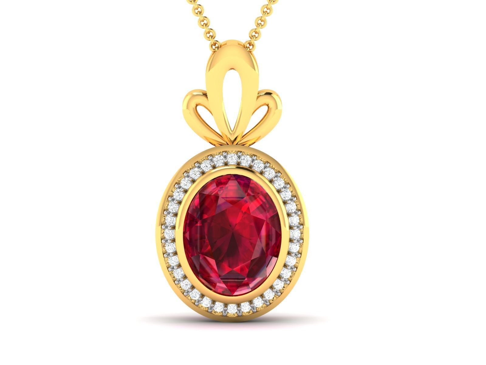 pendant-2047 oval ruby pendant with diamonds 3D print model_4