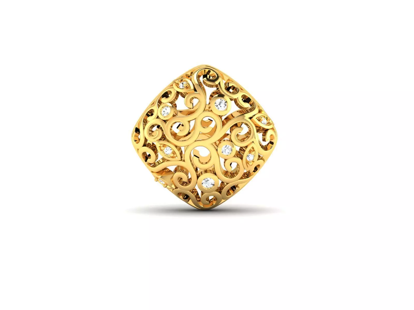 pendant-2014 gold filigree ring with diamonds 3D print model_0